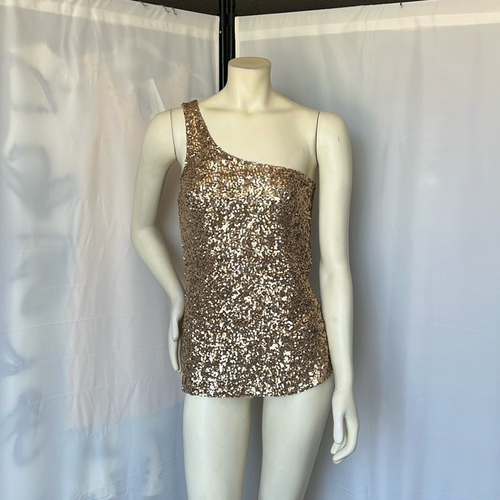 Alice + Olivia One Shoulder Sequin Top